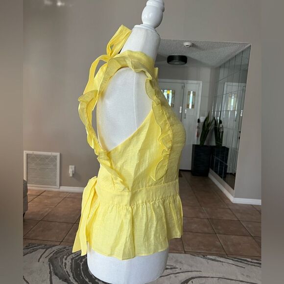 Sandro Backless Ruffled Top Sleeveless Yellow - M - Picture 6 of 15
